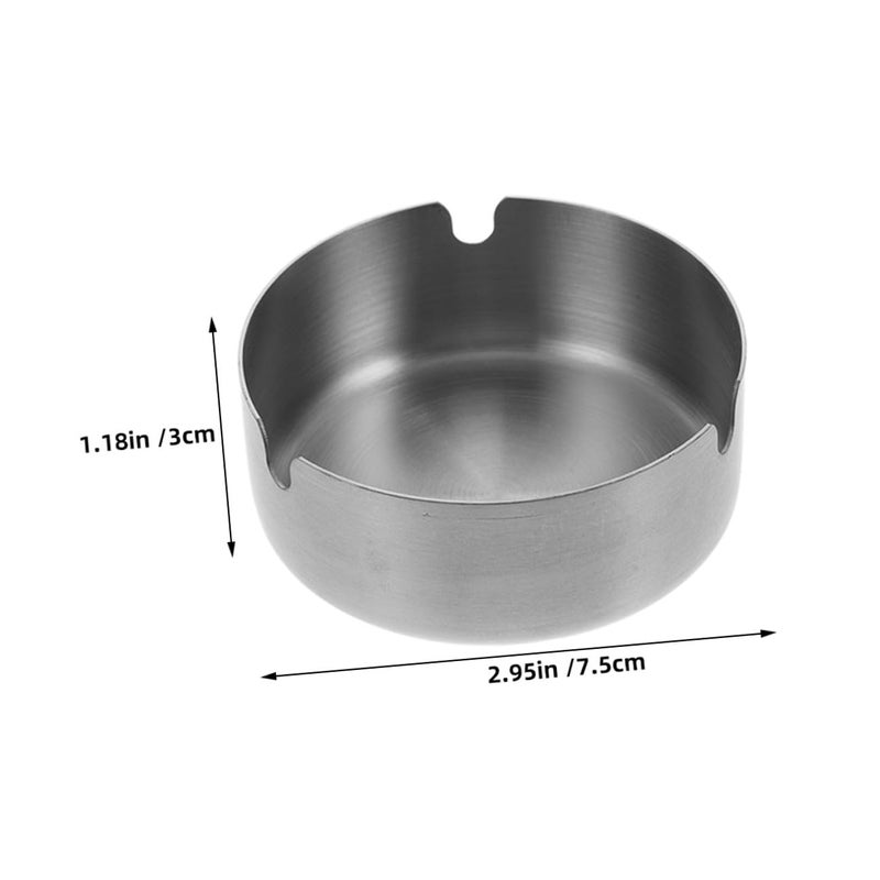 Stainless Steel Round Ashtray Set 8cm Portable Indoor Outdoor Cigarette Holder - Image 3
