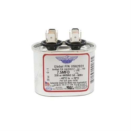 AMRAD Lennox 22W79-7.5 uf MFD 370/440 Volt VAC AmRad Oval Run Capacitor, Made in The U.S.A. - Image 1