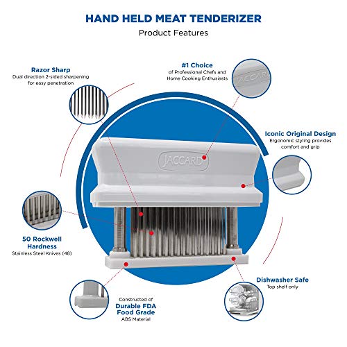 Jaccard 200348, 48 Blade Durable Meat Tenderizer with Stainless Steel Razor Sharp Needle, Cooking Gadget for Tenderizing Chicken, Beef, Pork, Veal, BBQ, White - Image 3