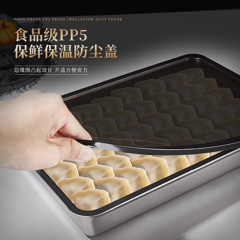 Large Stainless Steel Kitchen Organizer Fridge Dumpling Tray Natural color 
