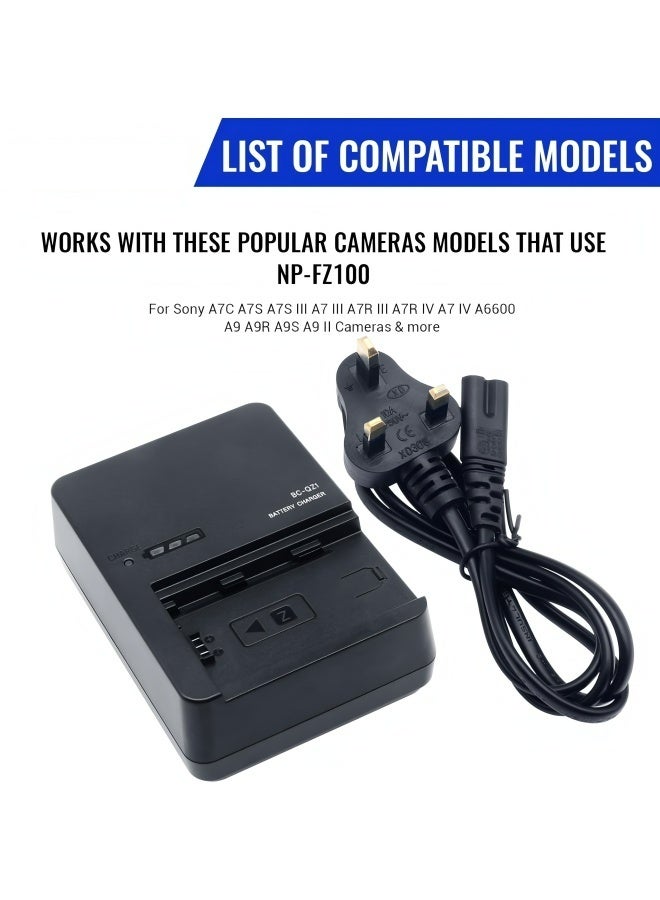 فليفيو شواحن بطاريات BC-QZ1 لشاحن بطارية NP-FZ100 المتوافق مع كاميرات Sony A7C A7S A7S III A7 III A7R III A7R IV A7 IV A6600 A9 A9R A9S A9 II الرقمية SLR مزود الطاقة - Image 5
