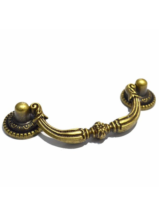 SMY 4 PCS Vintage Pulls Bronze Drawer Handles Antique Knobs Decorative Floral Ring Hardware for Furniture Cabinet Cupboard Dresser (Length:3-3/4", Height:1-1/2", Mounting Hole Space:2-3/4") - Image 1