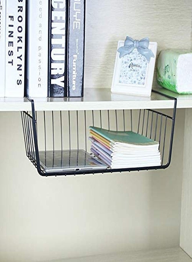 Bianco Multipurpose Under Shelf Basket 16 Inch Wire Rack Cabinet Storage Basket | Metal Storage Basket for Home Storage Under Cabinet Drawer | Space Saving Under Shelf Storage Rack (Silver, Pack of 2) - Image 3