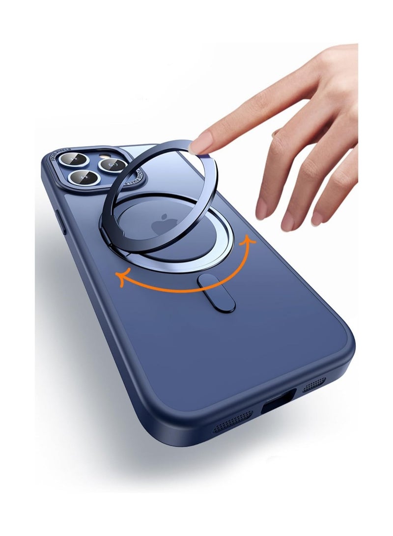 360 Ring Stand Premium Phone Case for iPhone 16 Pro Max 6.9 Inch, Strong Magnetic Compatible with MagSafe Wireless Charging, Aluminum Alloy Stand Anti-Fall Phone Case (Black) - Image 3