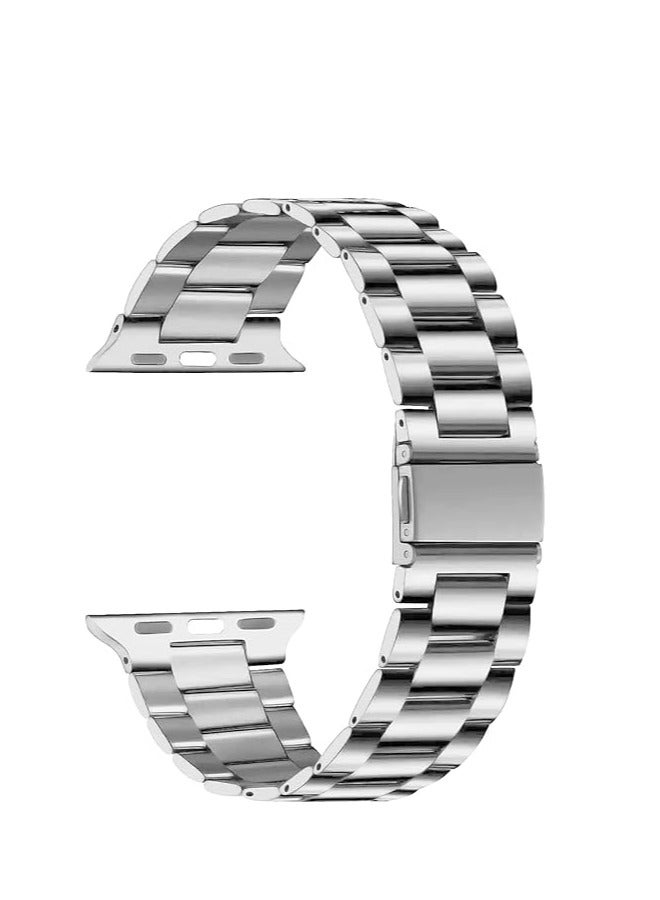 ELTRAZONE Stainless Steel Band Compatible with iWatch 42mm, 44mm, 45mm, 49mm – Compatible with iWatch Series 8, 7, 6, 5, SE, SE2, Ultra, and Watch Ultra Band 49mm – Durable and Stylish Metal Strap for Men and Women silver - Image 1