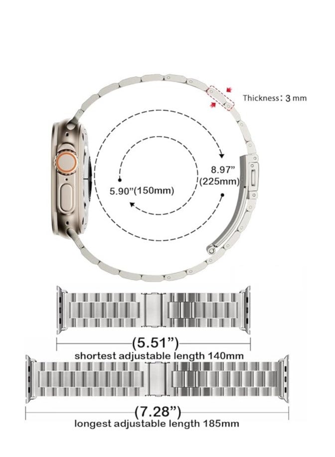 ELTRAZONE Stainless Steel Band Compatible with iWatch 42mm, 44mm, 45mm, 49mm – Compatible with iWatch Series 8, 7, 6, 5, SE, SE2, Ultra, and Watch Ultra Band 49mm – Durable and Stylish Metal Strap for Men and Women silver - Image 5