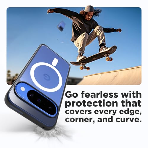 RIGGEAR Shockproof Clear Hybrid Armor Magnetic Back Cover Case Compatible with MagSafe Accessories for Google Pixel 10 / Pixel 10 Pro (Clear-Black TPU Bumper + Transparent PC)(White MagRing) - Image 5