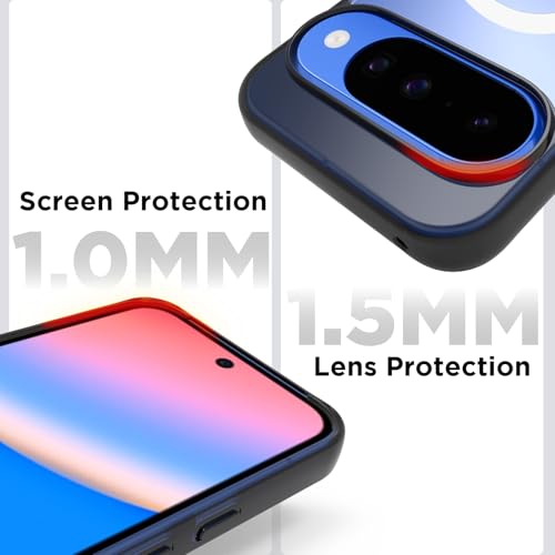 RIGGEAR Shockproof Clear Hybrid Armor Magnetic Back Cover Case Compatible with MagSafe Accessories for Google Pixel 10 / Pixel 10 Pro (Clear-Black TPU Bumper + Transparent PC)(White MagRing) - Image 4