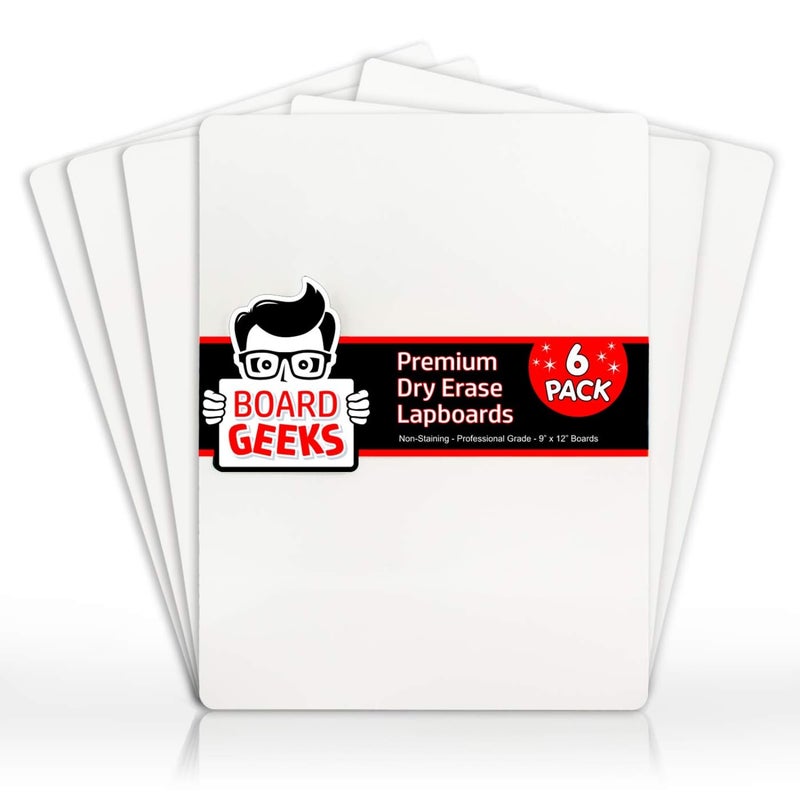 Board Geeks 6 Premium Small Dry Erase Board 9x12 Portable Dry Erase Lap Board Handheld Whiteboard White Boards for Students Small Whiteboard Double Sided Erasable White Boards Dry Erase 6 Pk