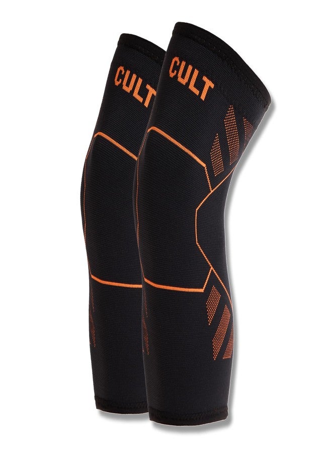 CULT Knee Support for Men & Women – Compression Knee Brace Pair for Pain Relief, Gym, Running, Cycling & Sports – Non-Slip, Breathable, Lightweight Fabric with Optimum Compression – Black | XL - Image 1