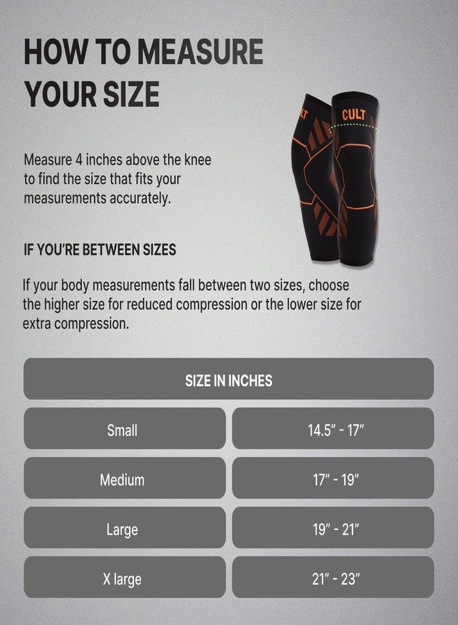 CULT Knee Support for Men & Women – Compression Knee Brace Pair for Pain Relief, Gym, Running, Cycling & Sports – Non-Slip, Breathable, Lightweight Fabric with Optimum Compression – Black | XL - Image 4