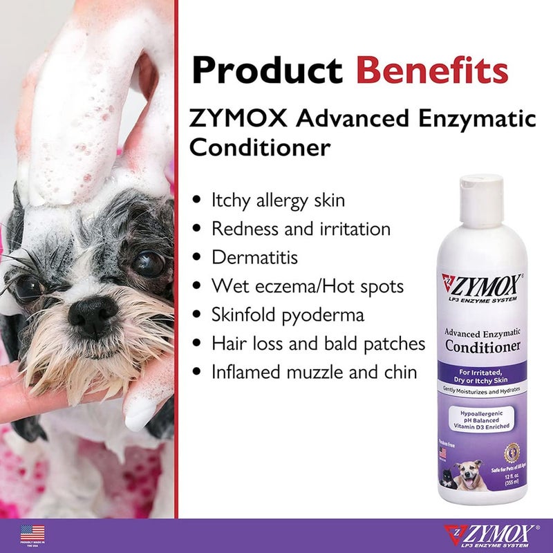 ZYMOX Advanced Enzymatic Leave-On Conditioner, 12oz. â€“ for Pets & Animals of All Ages: Conditions, Detangles, Soothes, & Moisturizers Skin & Coat - Image 2