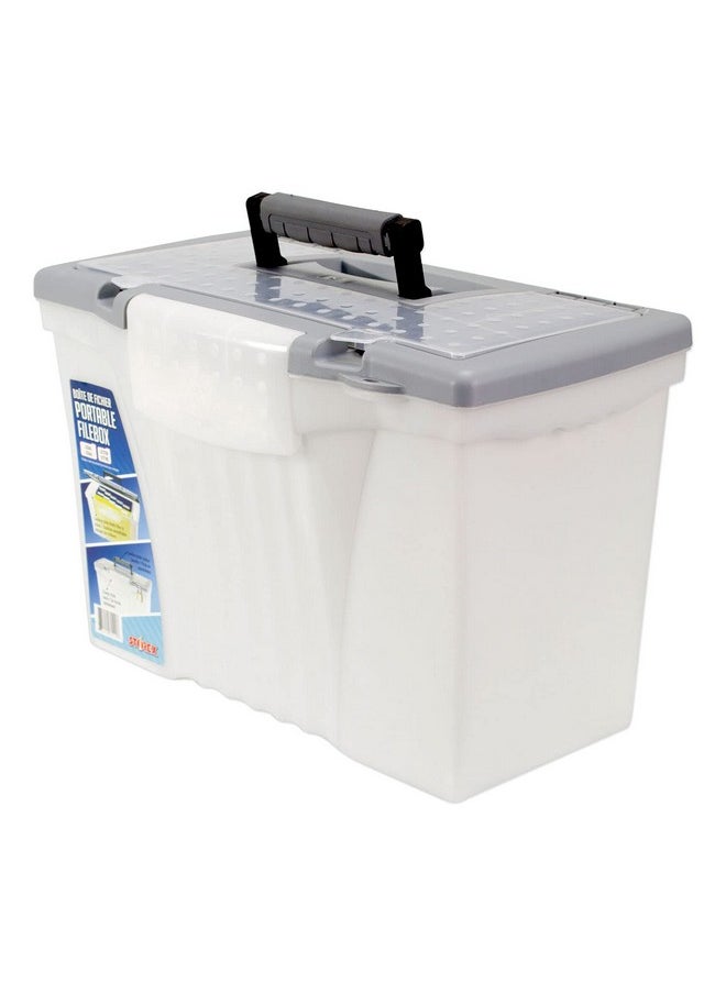 Storex - Portable File Storage Box W/Organizer Lid Letter/Legal Clear - Image 1