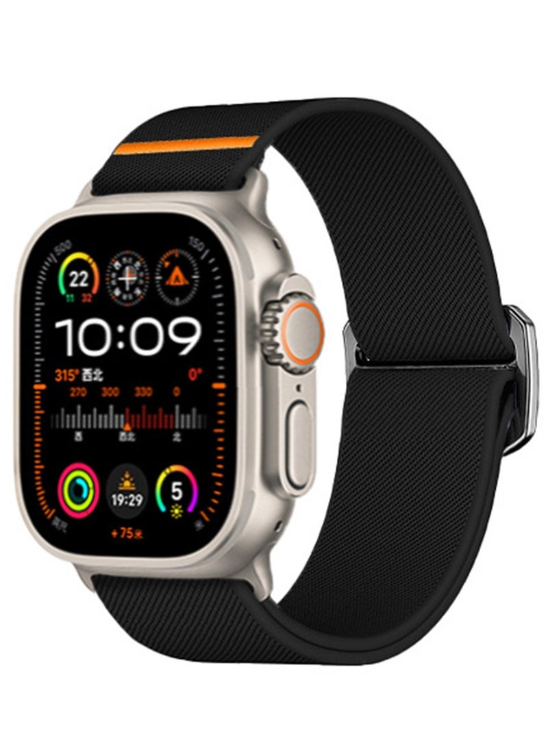 Youque Soft Nylon Elastic Braided Strap, Smart Watch Watchband for Apple Watch Ultra 2, Apple Watch Series 10/9/8/7/6/5/4/3 Black, 42/44/45/46/49mm  - Image 2