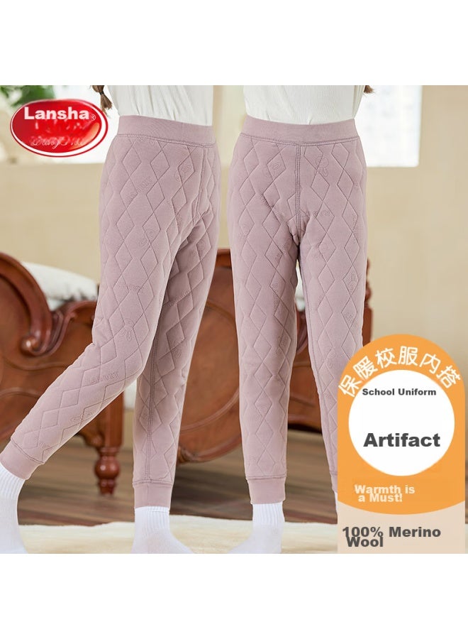 LANG SHA Langsha Children's Thermal Pants, Boys' Autumn And Winter Fleece-lined Thick Cotton Pants, Girls' School Uniform Essential, Leggings For Older Children, Autumn Pants  - Image 1