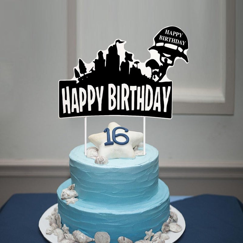 Auteby Happy Birthday Cake Topper - Video Game Birthday Party Cake Decorations Party Supplies - Image 3