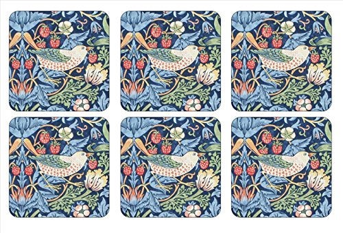 Pimpernel Morris & Co Strawberry Thief Blue Coasters, Set of 6 - Heat & Stain Resistant, Cork Back Drink Mats Featuring Classic Birds & Botanical Design - Minimal Tableware for Hosting - Image 5