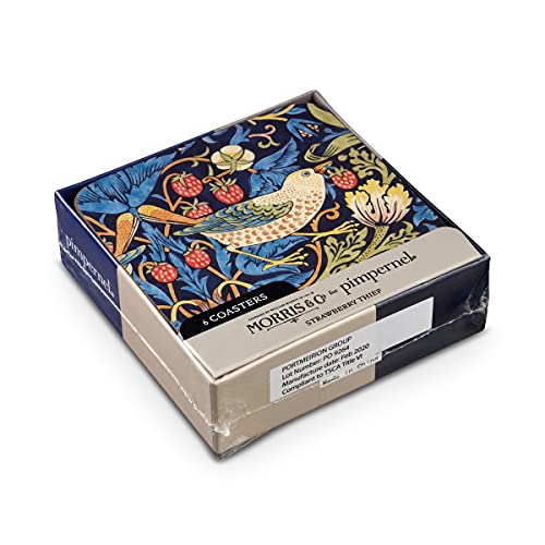 Pimpernel Morris & Co Strawberry Thief Blue Coasters, Set of 6 - Heat & Stain Resistant, Cork Back Drink Mats Featuring Classic Birds & Botanical Design - Minimal Tableware for Hosting - Image 4