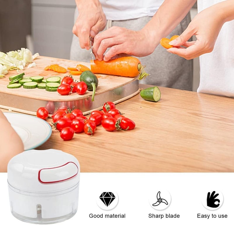 Leeonz Mini Manual Vegetables Chopper, Multi-Functional Pull String Food Processor, Food Slicer for Vegetables, Garlic, Peppers, Onions, Meat, Fruits, Kitchen Mini Food Chopper (White) - Image 3