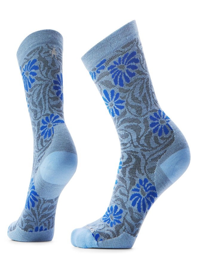 Smartwool Women's Everyday Floral Crew Socks - SERENE BLUE - L - Image 1