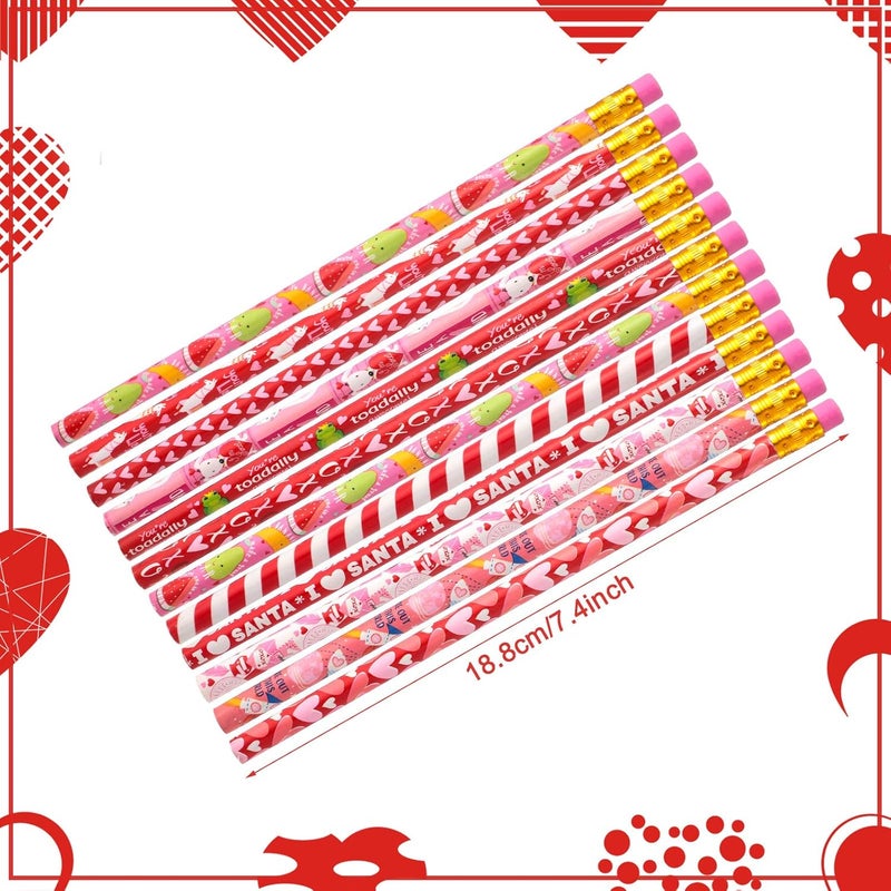 comfrt 24 Pieces Valentine's Day Pencils Match with Heart Shape Erasers and Red Pencil Sharpeners School Office Supplies Stationery Accessories Party Decorations for Students, Teachers, Office Workers - Image 2