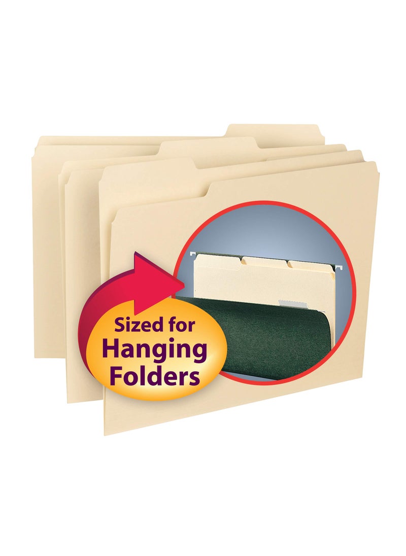 Smead Smead Interior File Folder, 1/3-Cut Tab, Letter Size, Manila, 100 per Box (10230)  - Image 2