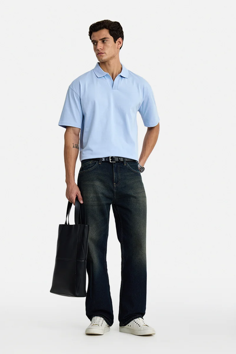 سنيتش Indigo Solid Straight Fit Casual Jeans