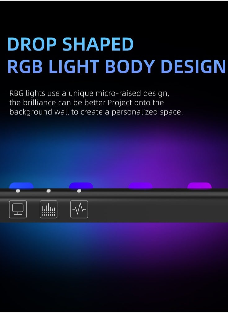 ماركة غير محددة - مصباح LED لشاشة الكمبيوتر الشخصي مع خاصية مزامنة الموسيقى RGB، مصباح LED لحماية العين، مصباح مكتبي موفر للمساحة مع خاصية التعتيم التلقائي للمنزل/المكتب/الدراسة/اللعب (شاشة منحنية) - Image 1