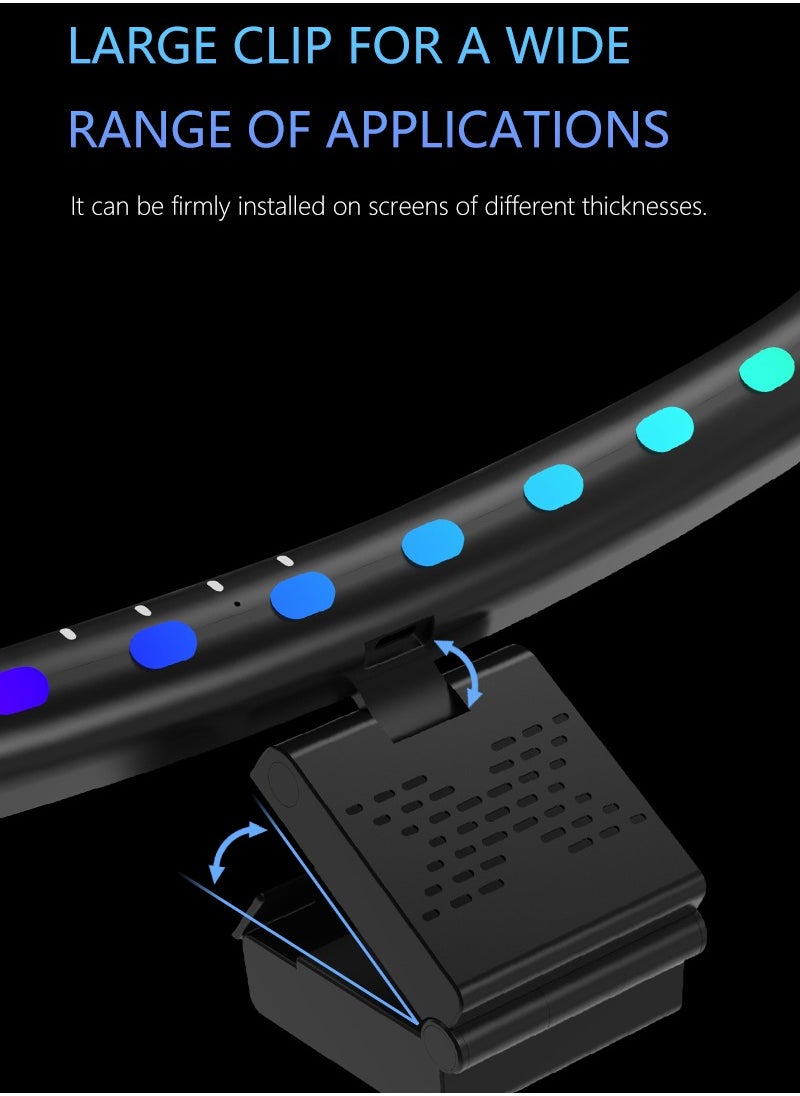 ماركة غير محددة - مصباح LED لشاشة الكمبيوتر الشخصي مع خاصية مزامنة الموسيقى RGB، مصباح LED لحماية العين، مصباح مكتبي موفر للمساحة مع خاصية التعتيم التلقائي للمنزل/المكتب/الدراسة/اللعب (شاشة منحنية) - Image 1