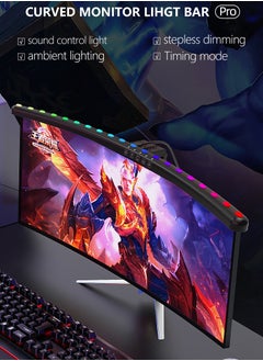 Generic RGB Music Sync Monitor Screen LED Light Eye Protection PC Monitor LED Bar Space Saving Desk Lamp with Auto Dimming for Home/Office/Study/Game (Curved Screen)  - Image 2