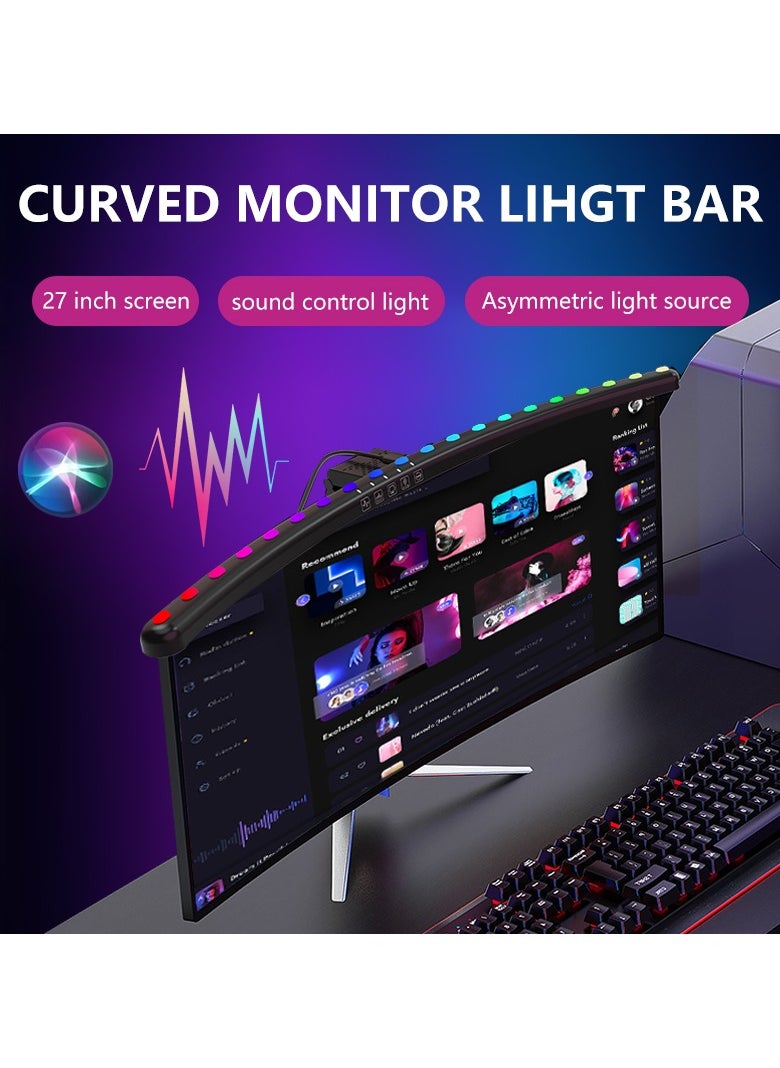 ماركة غير محددة مصباح LED لشاشة الكمبيوتر الشخصي مع خاصية مزامنة الموسيقى RGB، مصباح LED لحماية العين، مصباح مكتبي موفر للمساحة مع خاصية التعتيم التلقائي للمنزل/المكتب/الدراسة/اللعب (شاشة منحنية)  - Image 3