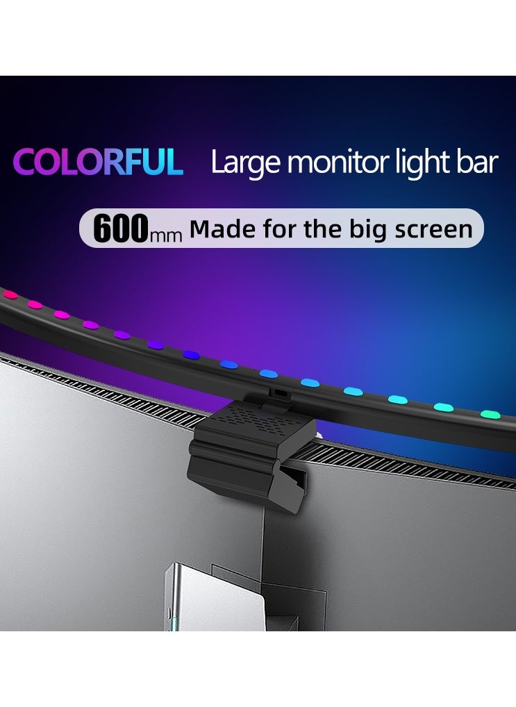 ماركة غير محددة - مصباح LED لشاشة الكمبيوتر الشخصي مع خاصية مزامنة الموسيقى RGB، مصباح LED لحماية العين، مصباح مكتبي موفر للمساحة مع خاصية التعتيم التلقائي للمنزل/المكتب/الدراسة/اللعب (شاشة منحنية) - Image 1
