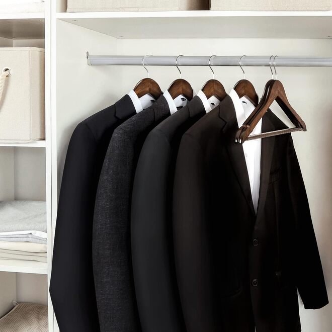 Harmony Homes Wooden Hangers |Dark Brown Wood Clothes Hangers with Notches| Non-Slip Shirt & Suit Hangers for Coats, Jackets, Dresses & Pants | Vintage Finish| Pack of 24 - Image 3