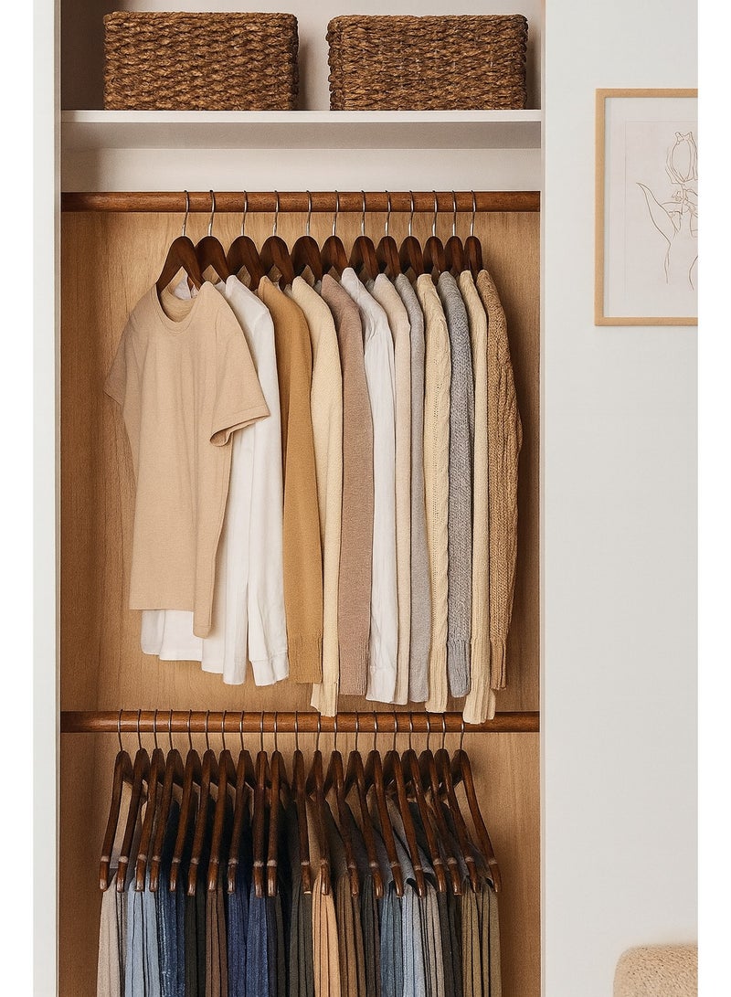 Harmony Homes Wooden Hangers |Dark Brown Wood Clothes Hangers with Notches| Non-Slip Shirt & Suit Hangers for Coats, Jackets, Dresses & Pants | Vintage Finish| Pack of 24 - Image 1
