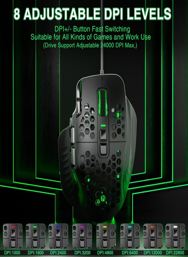SOLAKAKA SM809 Gaming Mouse for MMO,24000 DPI,16 Programmable,RGB PC Gaming Mice,Black - Image 3