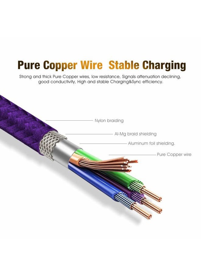 Cbus Wireless CBUS 6ft USB to USB C Cable Fast Charging Cord Type-C Compatible with iPhone 16/16e/15/Pro/Max/Plus, iPad 10, iPad Pro/Air/Mini A17 Pro, Mini 6 Heavy-Duty Braided (Purple) - Image 3