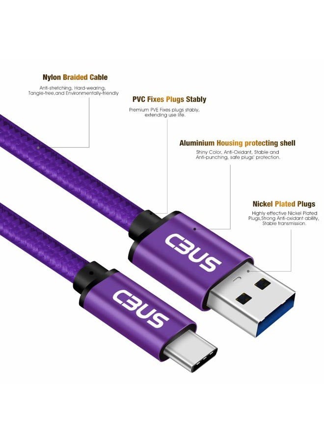 Cbus Wireless CBUS 6ft USB to USB C Cable Fast Charging Cord Type-C Compatible with iPhone 16/16e/15/Pro/Max/Plus, iPad 10, iPad Pro/Air/Mini A17 Pro, Mini 6 Heavy-Duty Braided (Purple) - Image 4