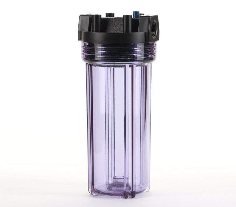 Hydronix HF5-10CLBK34PR Water Filter Housing 10" RO, Whole House, Hydroponics - 3/4" Ports, Clear Body w/PR - Image 1