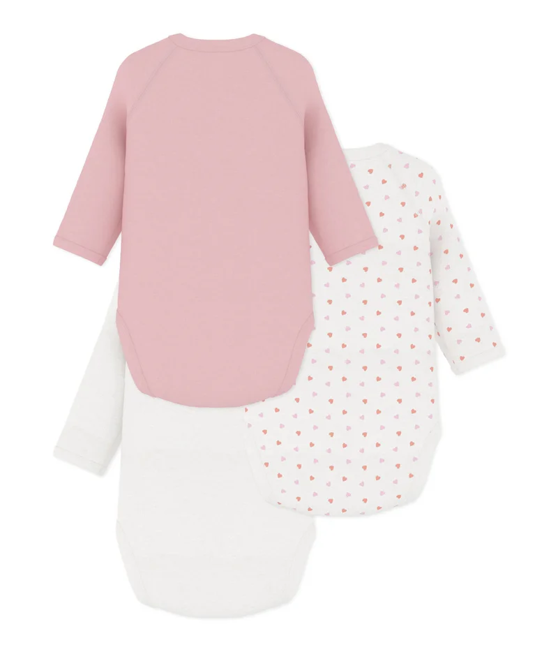 Petit Bateau Pack Of Babies' Long-Sleeved Printed Cotton Wrapover Bodies