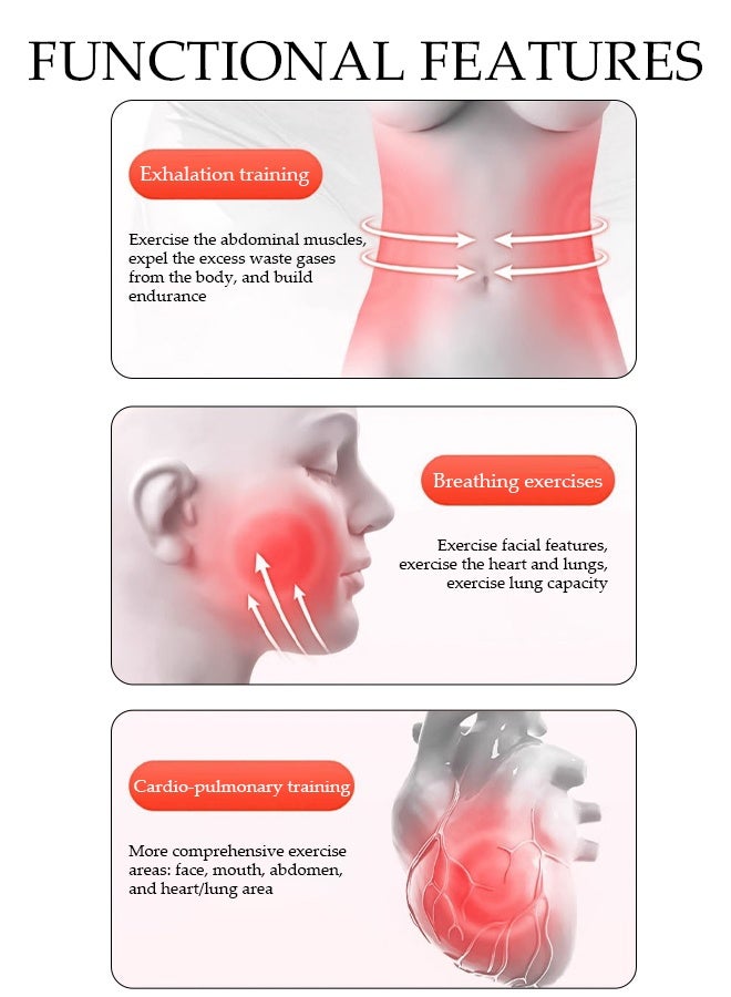 DUNISO مدرب التنفس بالدمبل ، جهاز تمارين التنفس للرئتين ، مدرب عضلات البطن ، مناسب لتمارين سعة الرئة ، تمارين عضلات الوجه وعضلات قاع الحوض - Image 4