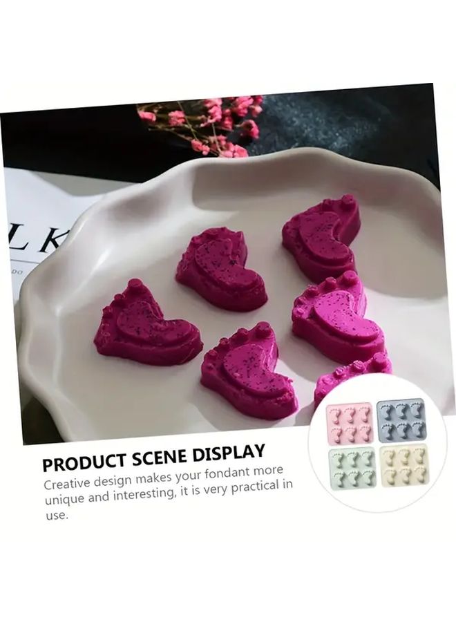 4Pcs Small Foot Animal Heart Silicone Baking Mold Set Pink Off White Gray Green Heat Resistant Non Stick Cake Molds For Cookies Candy Ice Cubes Halloween Christmas Valentine Thanksgiving - Image 5