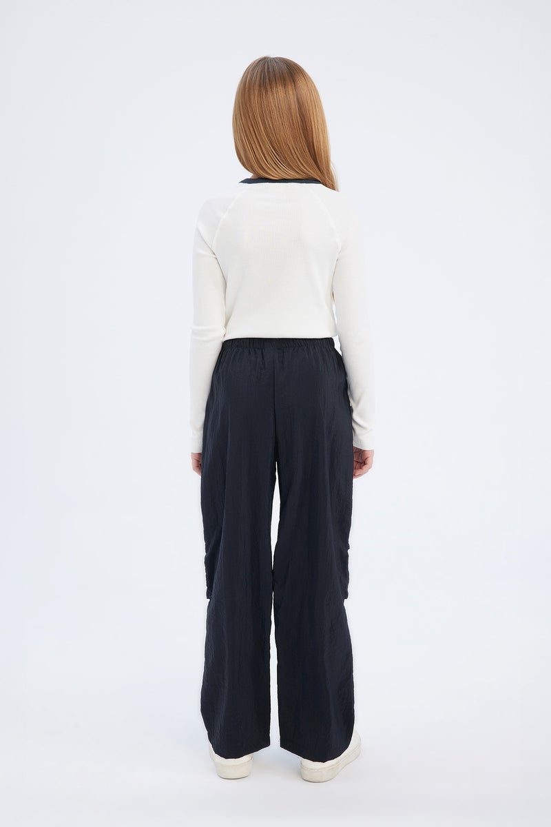 DeFacto Black Girl Elastic Waist Straight Leg Parachute Trousers Casual - Image 5