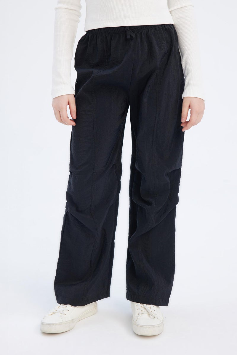 DeFacto Black Girl Girl Elastic Waist Straight Leg Parachute Trousers Casual - Image 4