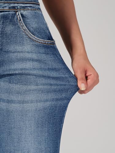roswear Women's Wide Leg Jeans Casual High Waisted Stretch Baggy Loose Denim Pants 104Blue Small - Image 5