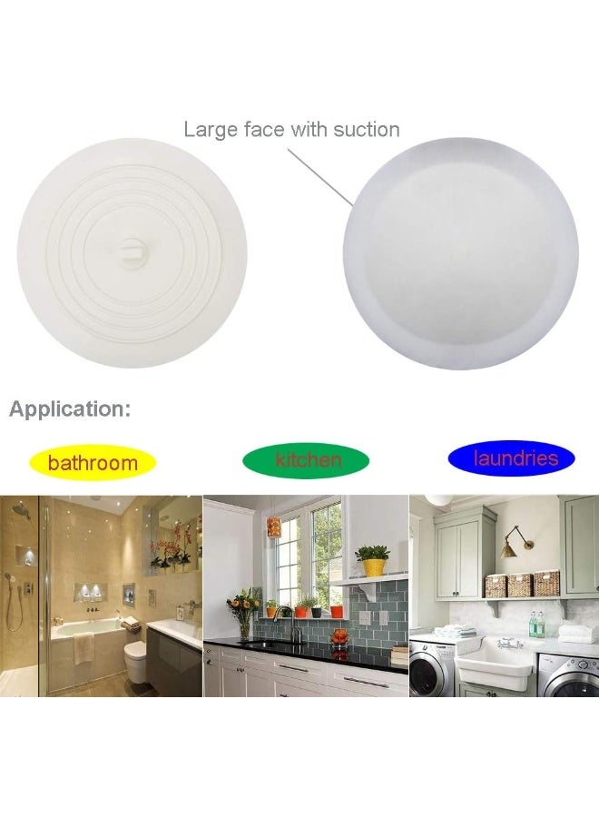 V-TOP Tub Stopper 2 Pack, 6 Inches Large Silicone Drain Plug Hair Stopper Flat Suction Cover For Kitchen Bathroom And Laundry - Image 5