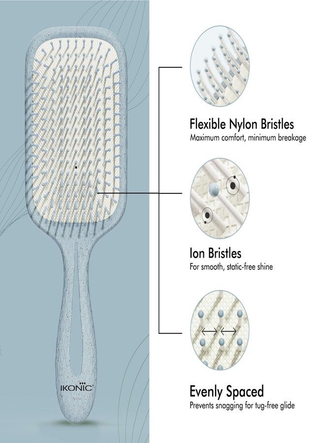 Ikonic Me Paddle Hair Brush IKM 1920 - Eco Concious with Flexible Nylon Bristles, Reduced Hair Breakage, Travel-Friendly Design, Gentle Detangling for Curly, Thick & Textured Hair – Powder Blue - Image 2