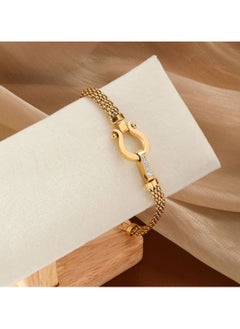 Gold Mesh Bracelet made of high-quality stainless steel featuring an elegant mesh design and a modern clasp adorned with sparkling stones, adding a touch of luxury to your look. Perfect for daily wear and special occasions, combining elegance and comfort seamlessly