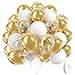 awenztech 60pcs Gold and White Balloons 12inch White and Gold Balloons with Metallic Gold Confetti Balloons for Graduation Wedding Engagement Birthday Party Decorations - Image 2