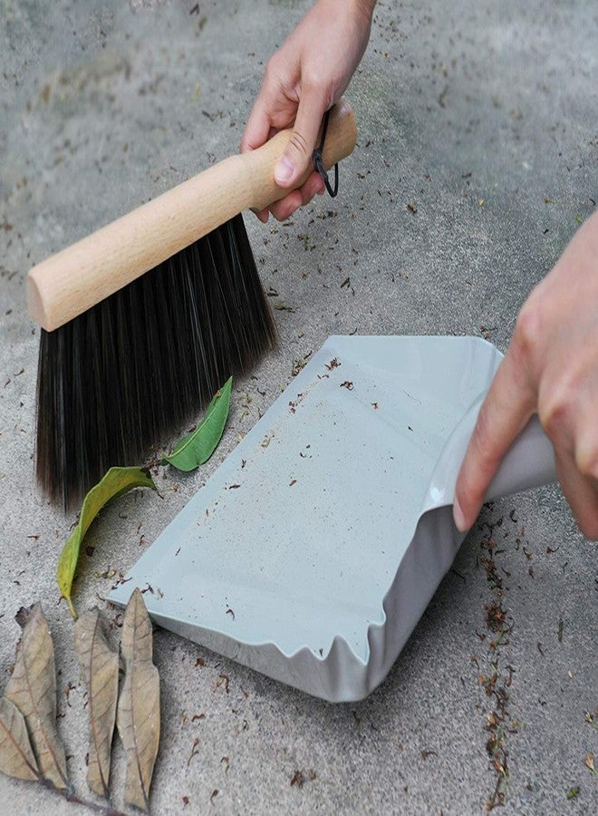 OAKART Metal Dust Pan and Brush Set Soft Bristle Wooden Broom Heavy Duty Pan Portable Size - Image 5