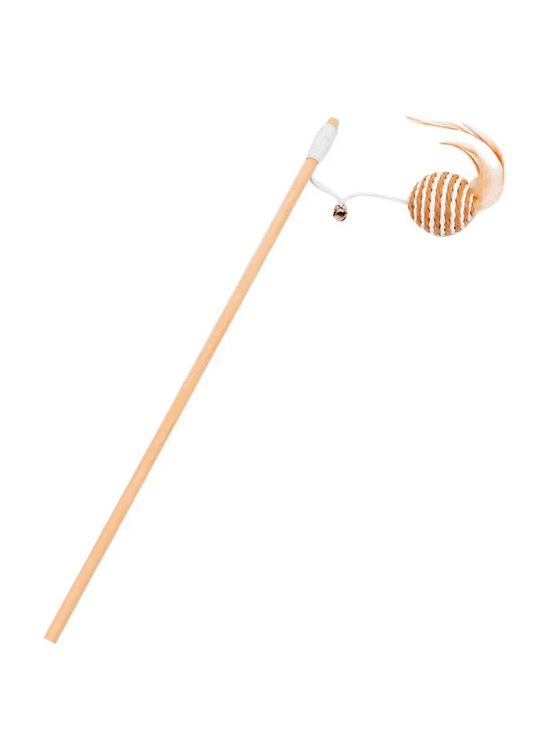 Pet Teaser Cat Toy Wooden with Tray & Feather Interactive Wand